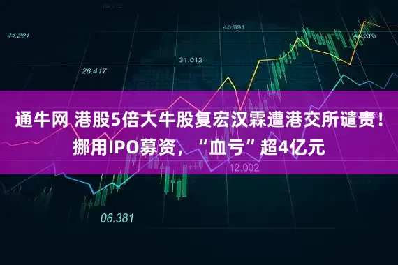 通牛网 港股5倍大牛股复宏汉霖遭港交所谴责！挪用IPO募资，“血亏”超4亿元